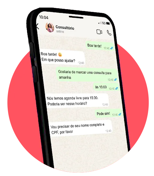 Assistente virtual Aplia atendendo paciente no WhatsApp